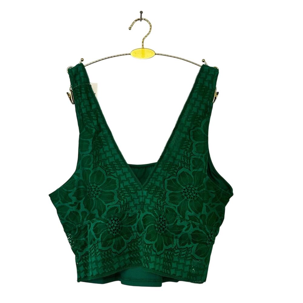NWT Aerie Lace Waffle Longline Bralette Green Size M